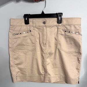 WHBM Khaki Tan Skirt with Studded Details